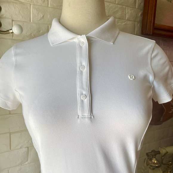 Lululemon Short-Sleeve Polo Dress in White Tennis Prep Golf Pickleball Size 4 - Picture 7 of 14